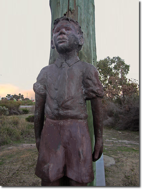 Row Highway - Public Artwork  - Bronze Sculpture Aboriginal Boy