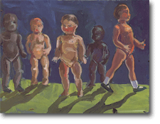 Small Oil Painting - Platic Kids at Night